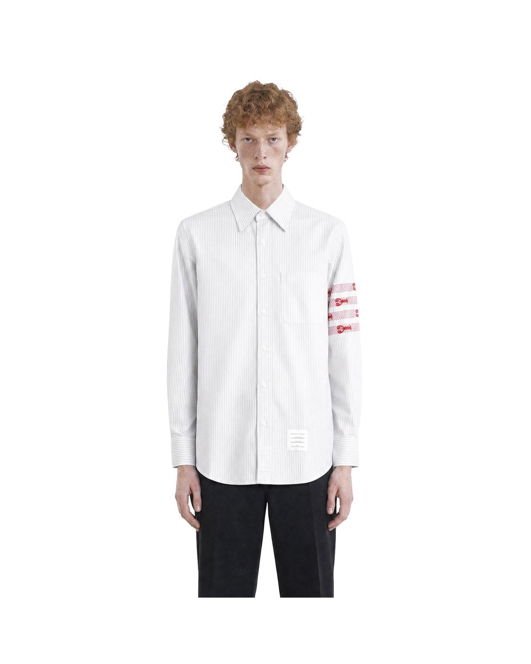 Thom Browne White Uni Stripe Lobster 4-Bar Shirt for men