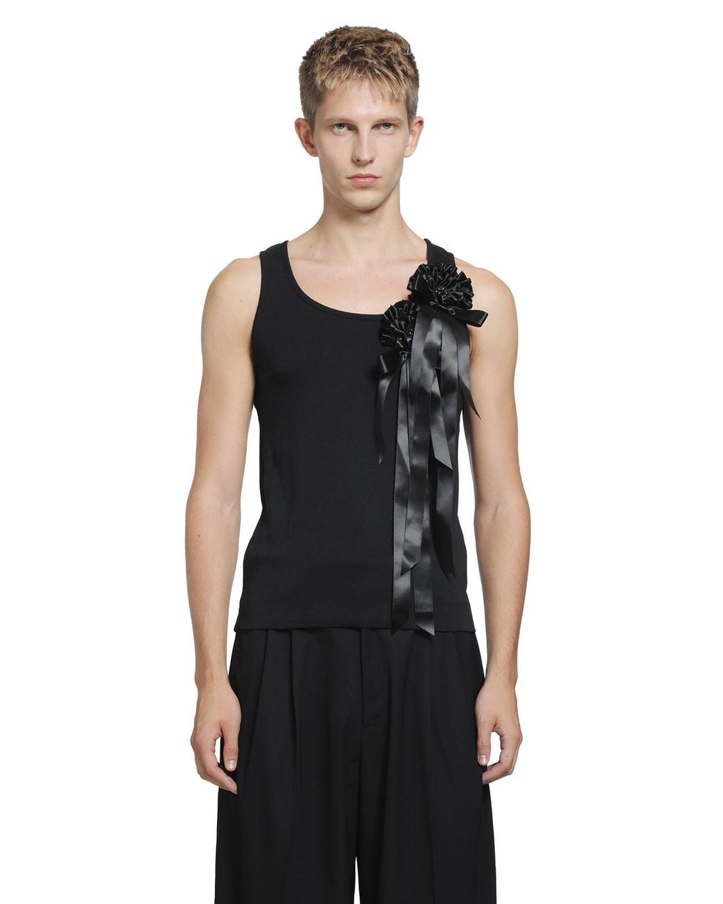 Simone Rocha Black Ribbon Rosette Boy Tank for men