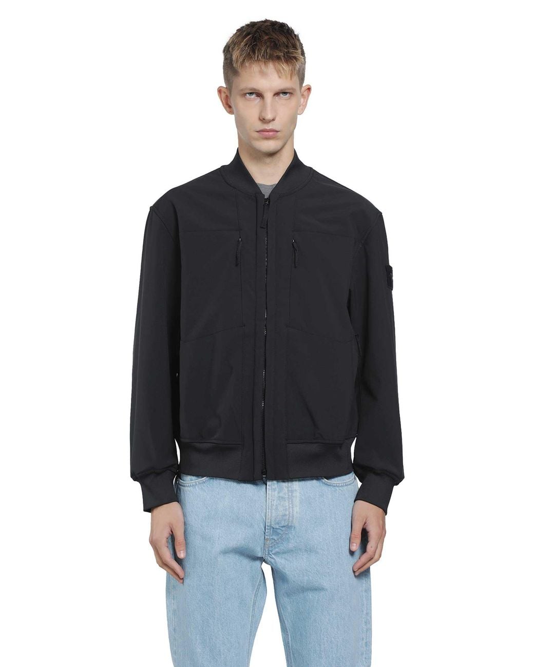 Stone Island Black Q100006 Soft Shell-R Bomber for men