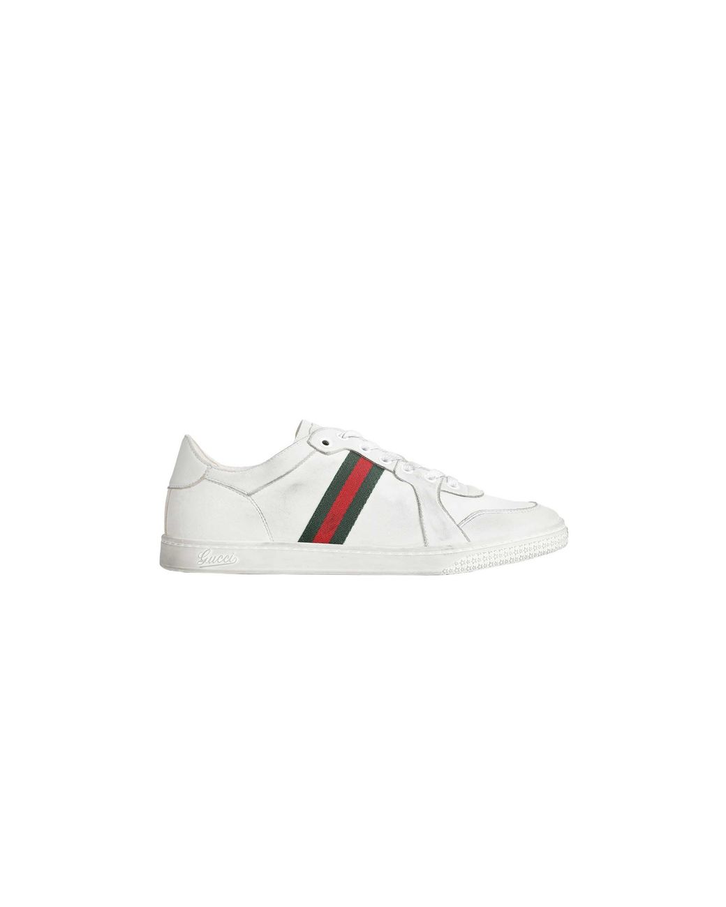 Gucci White Stretch Low-Top Sneakers