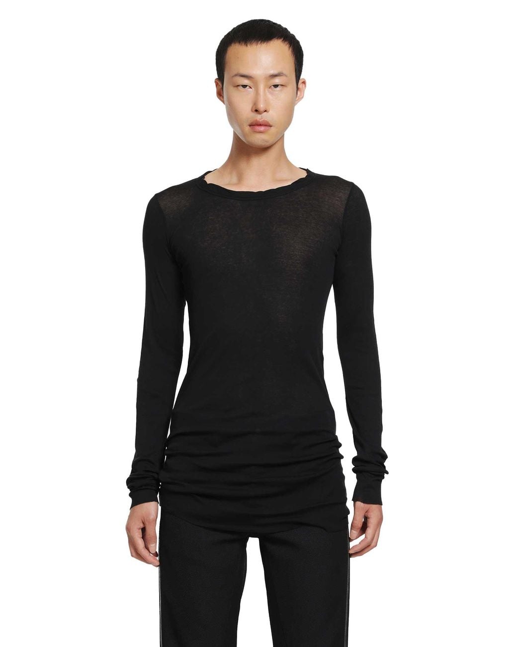 Rick Owens Black Tower Rib Ls T for men