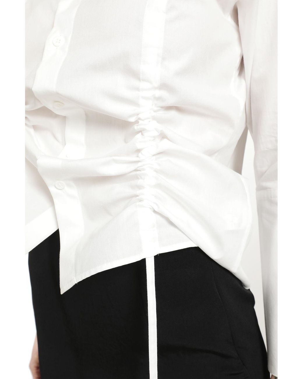 Yohji Yamamoto White Broad Gather Detail Shirt