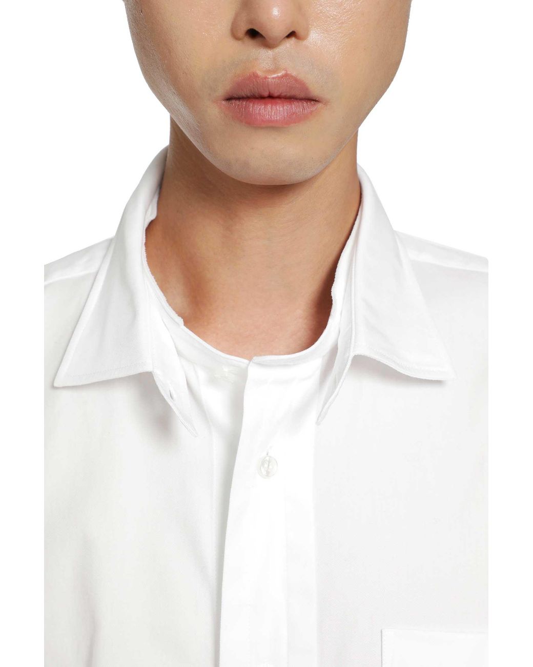 SALON C. LUNDMAN White Double Collar Pocket Shirt for men