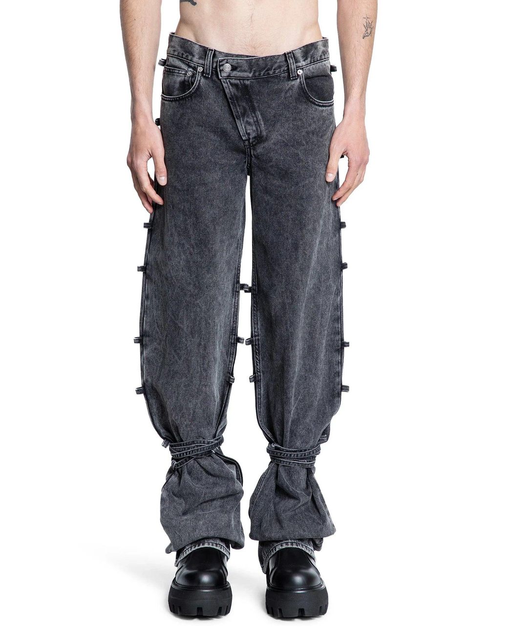 McQueen Black Tied Jeans for men