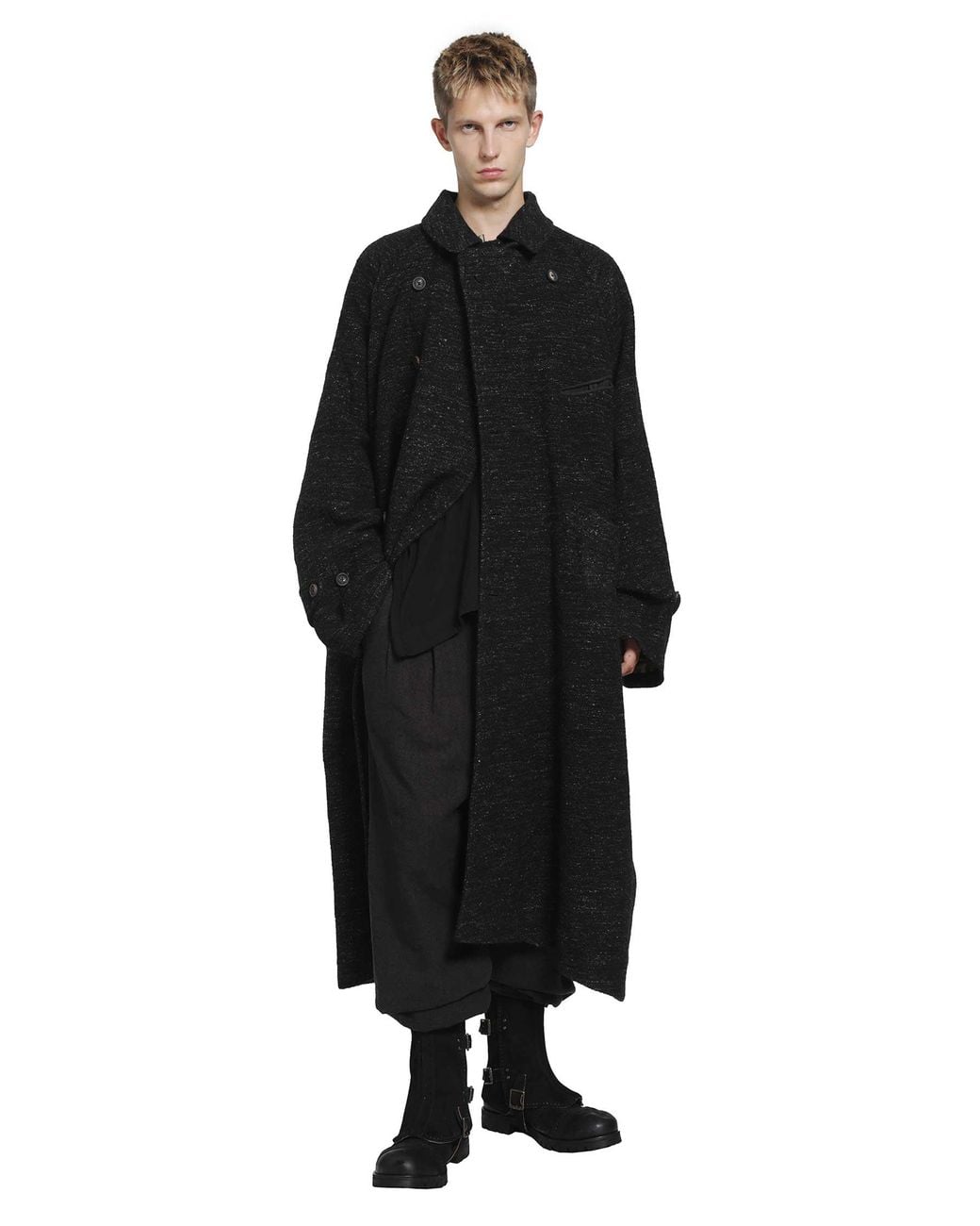 Ziggy Chen Black Spread Collar Coat for men