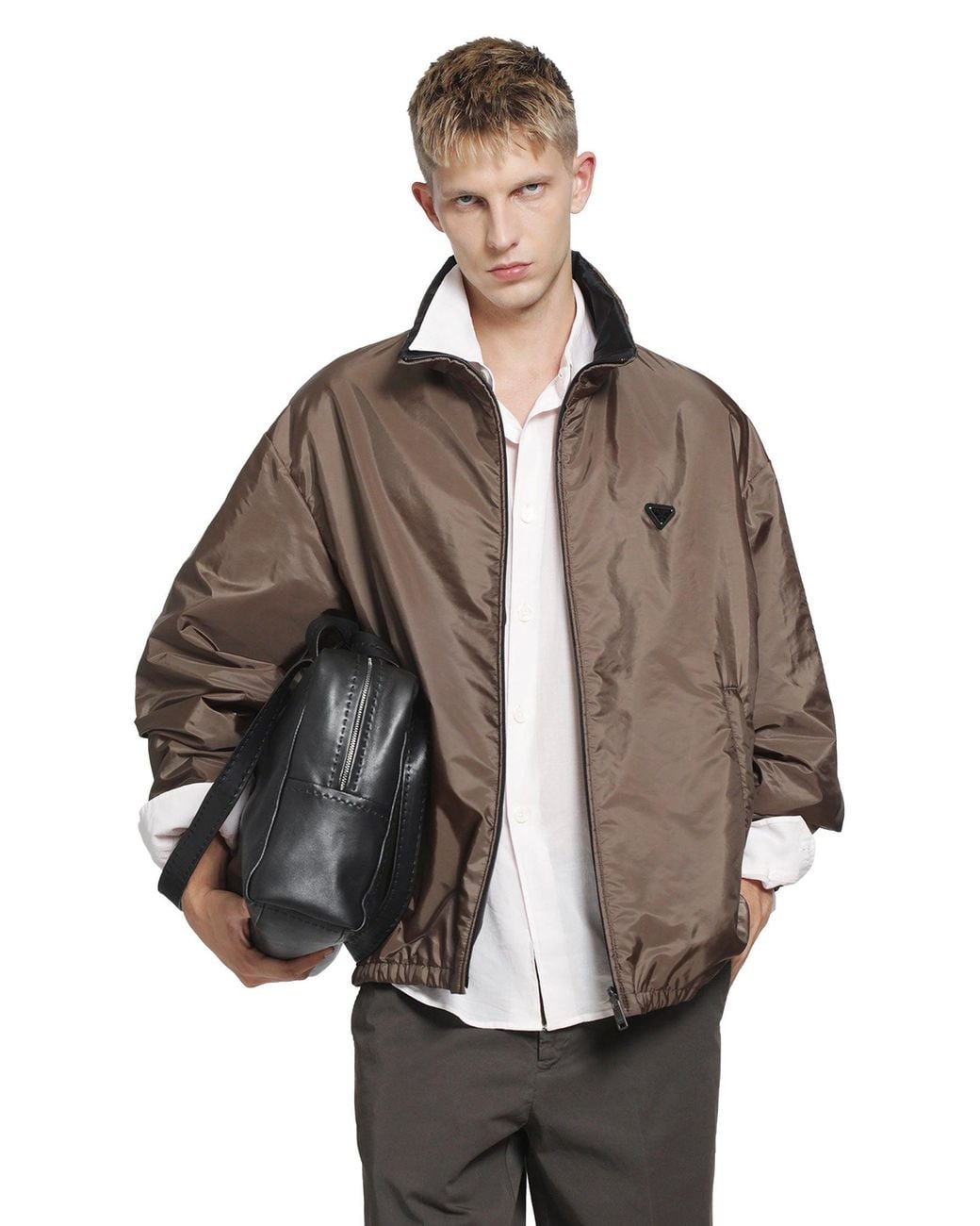 Prada Brown Re-Nylon Reversible Jacket for men
