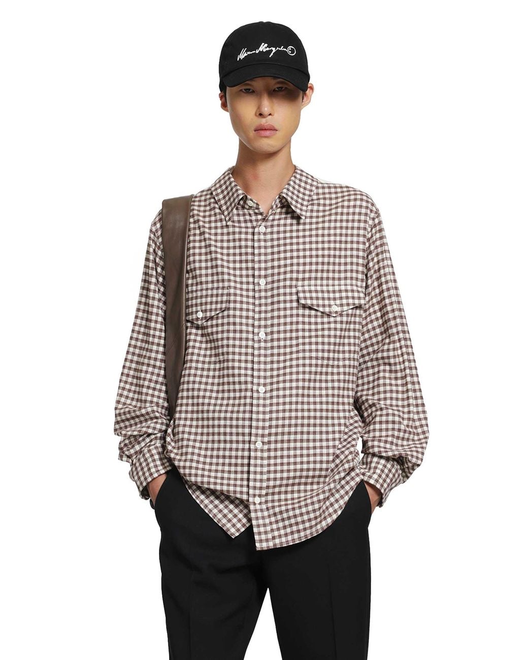 MM6 by Maison Margiela Brown Check Cotton Flannel Shirt for men