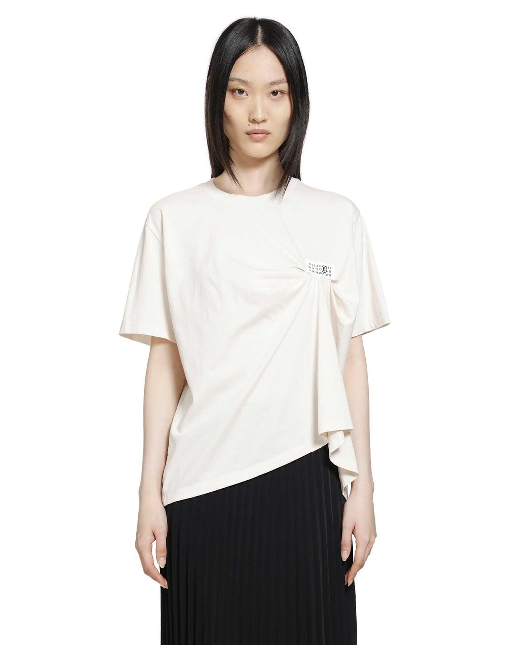 MM6 by Maison Margiela White Draped Numeric T-Shirt