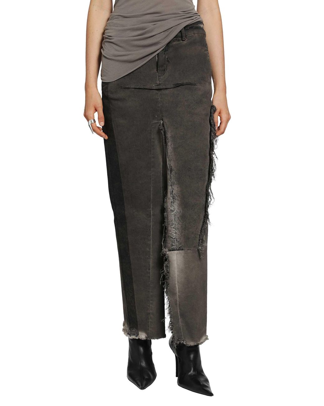 Rick Owens Black Tower Denim Sliced Skirt