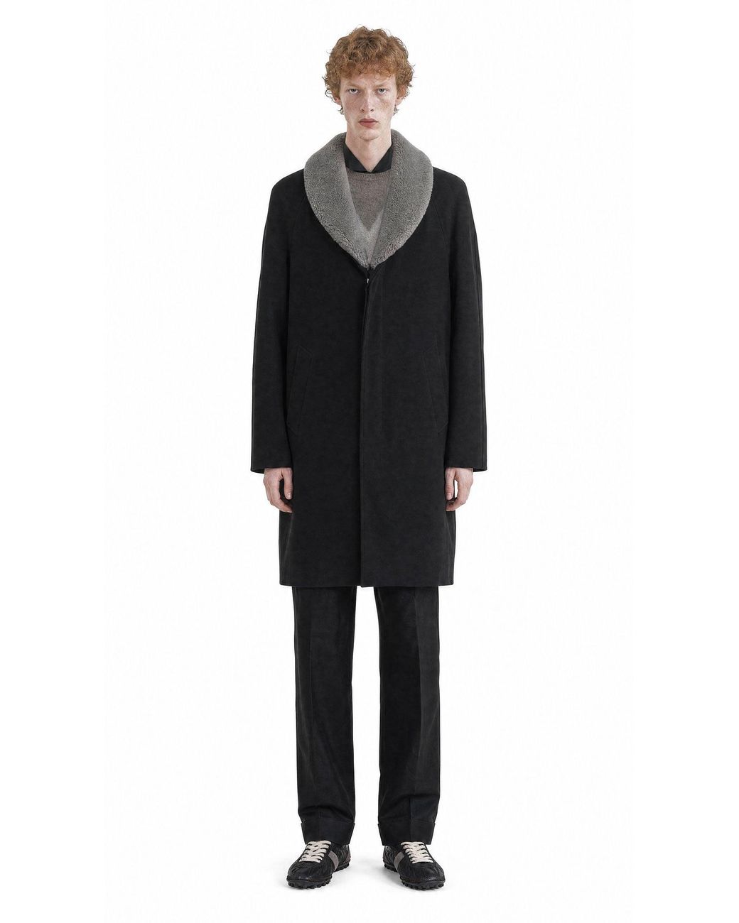 Maison Margiela Black Shearling Collar Coat for men