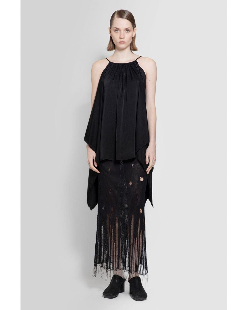 Uma Wang Black Shredded Skirt