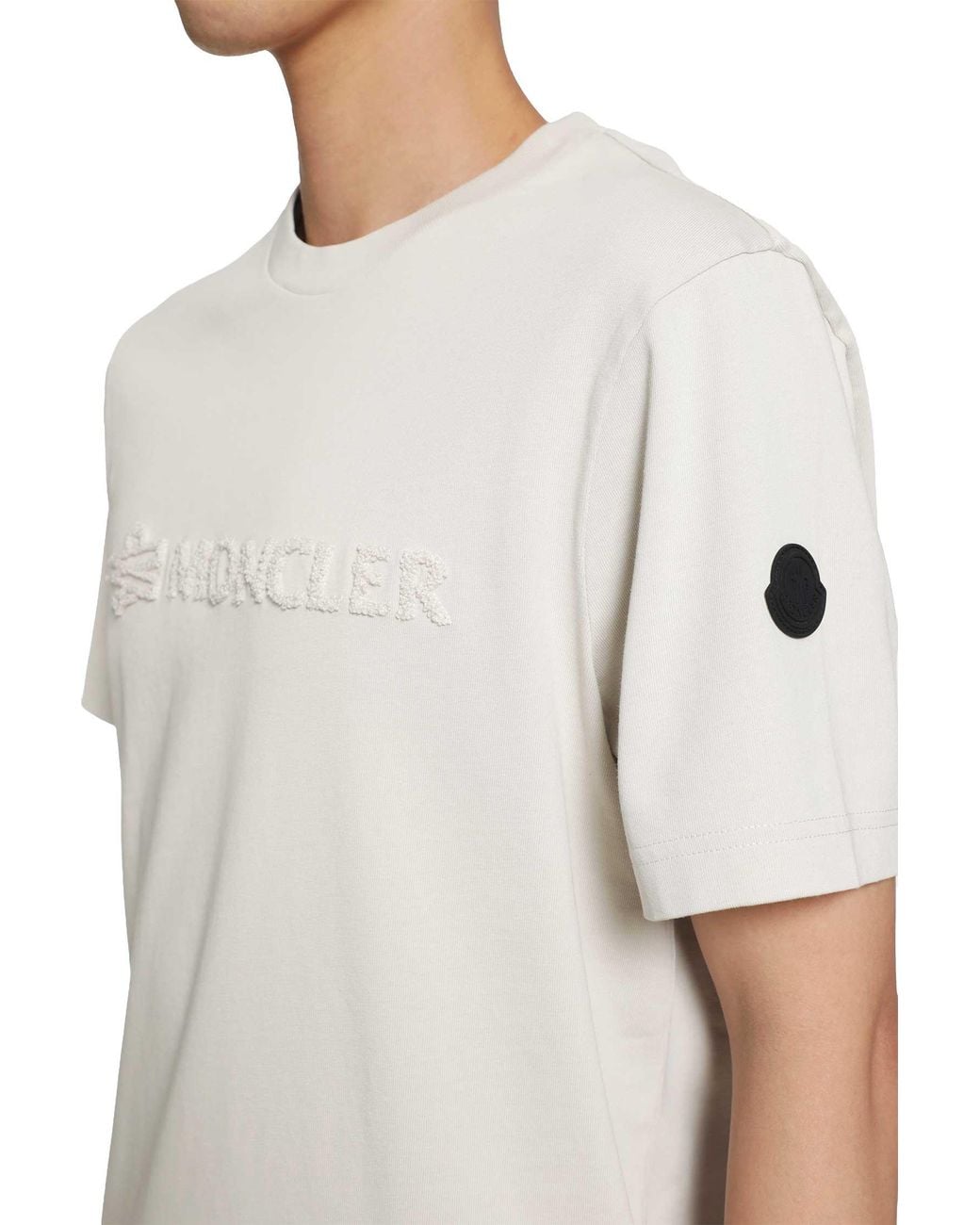 Moncler White Terry Logo Cotton T-Shirt for men