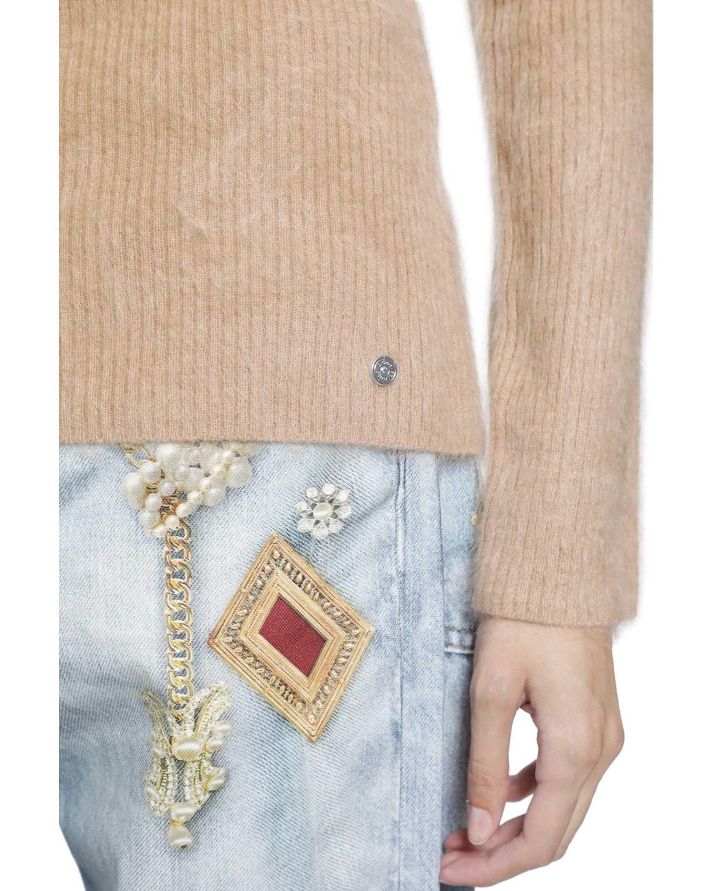 Acne Natural Cashmere Zip-Up Cardigan
