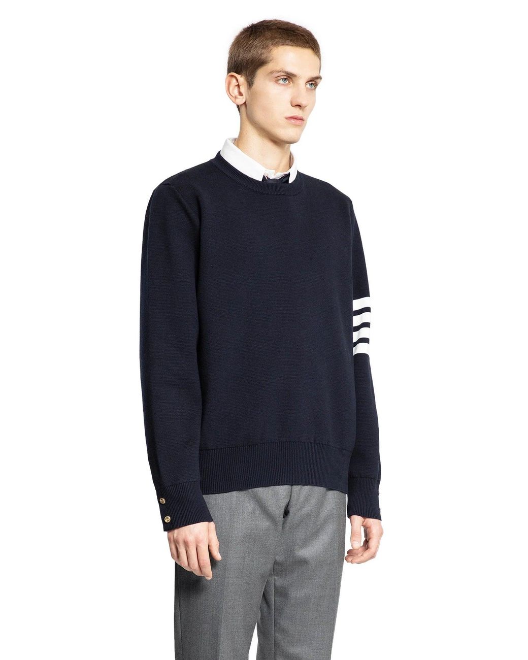 Thom Browne Blue Cotton Crêpe Sweater for men