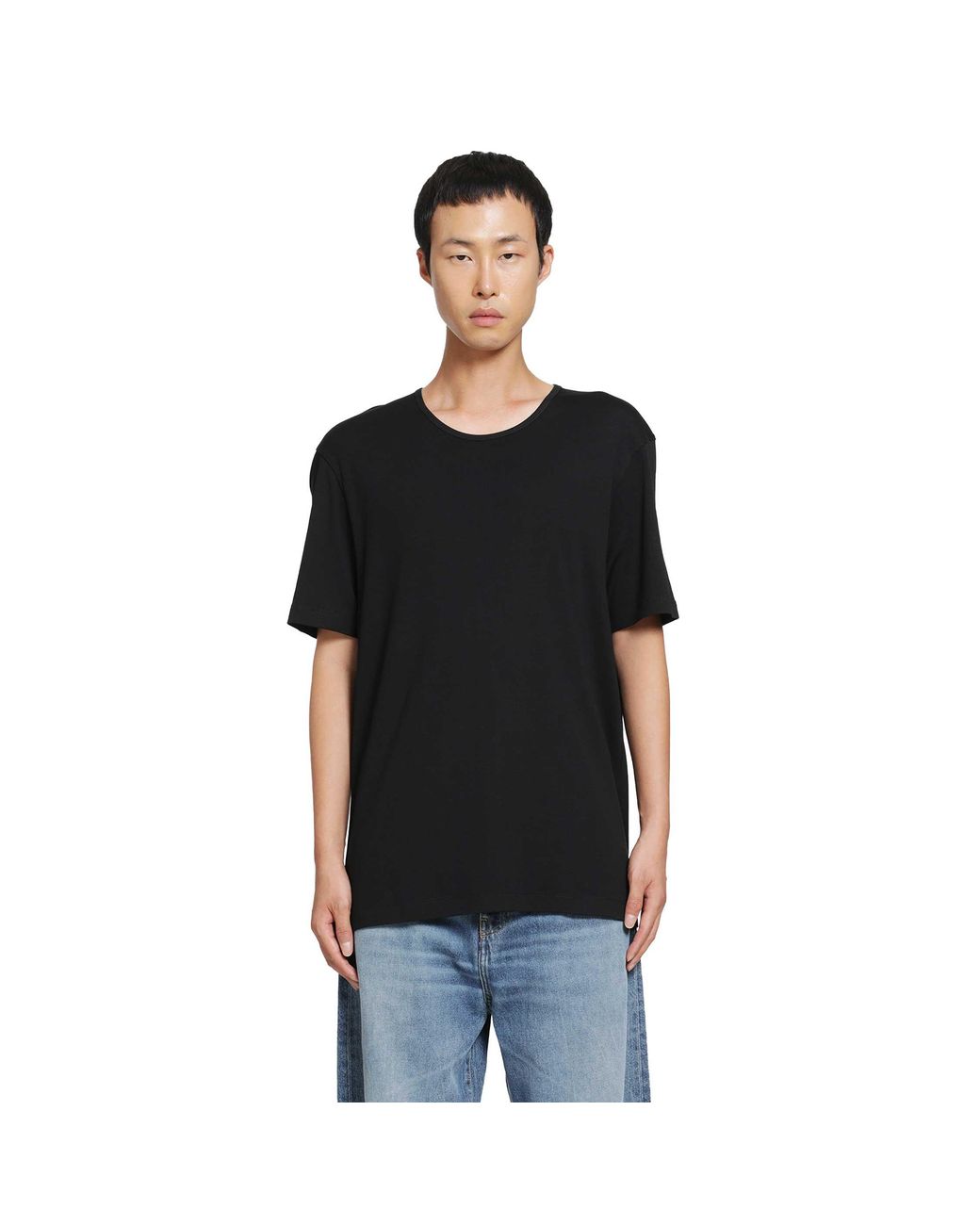 Lemaire Black Scoop Neck Tee for men