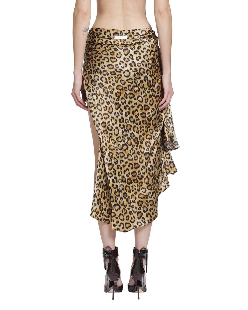 NVL-GARDE Metallic Leopard Silk Wrap Skirt