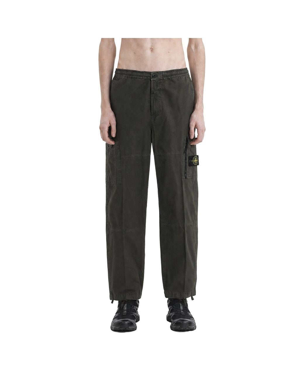 Stone Island Black 3100015 Cotton Ripstop Cargo Pants for men