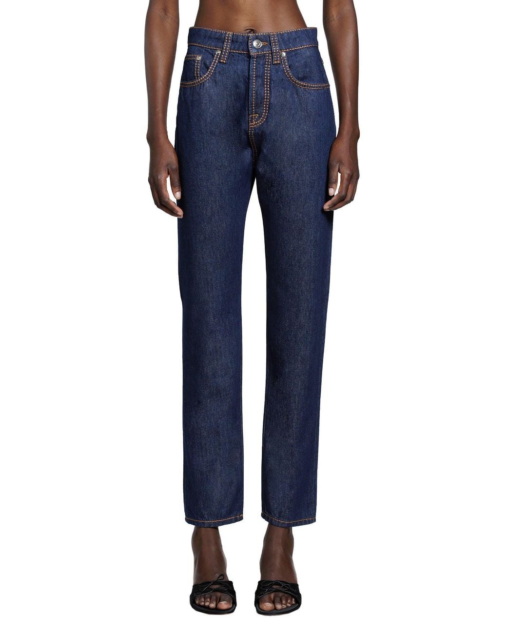 Versace Blue High-Waist Straight Jeans