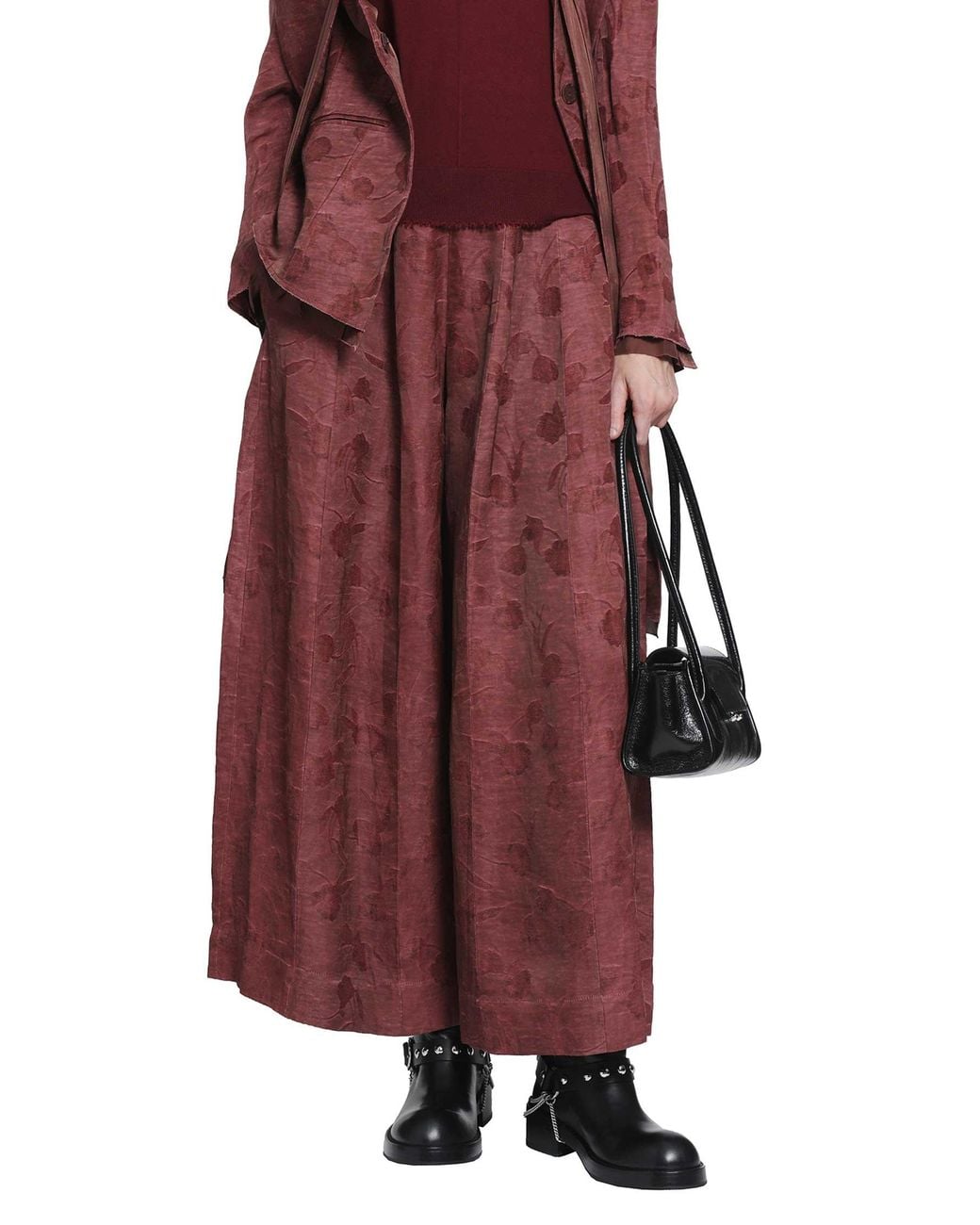 YA YI Red Floral Jacquard Corset Pants
