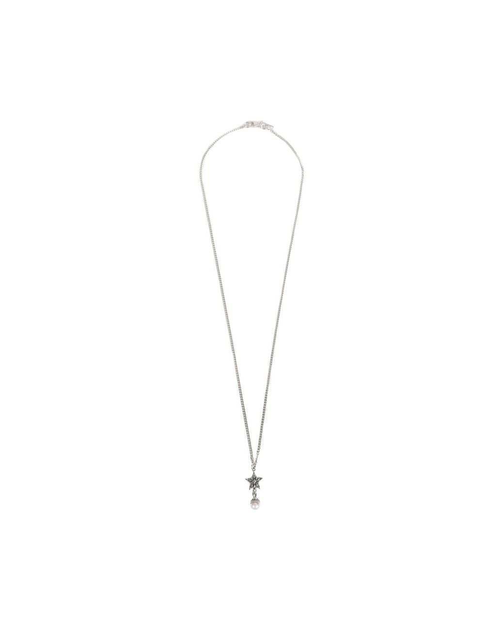 Emanuele Bicocchi Metallic Stella Notre Dame Pearl Necklace for men