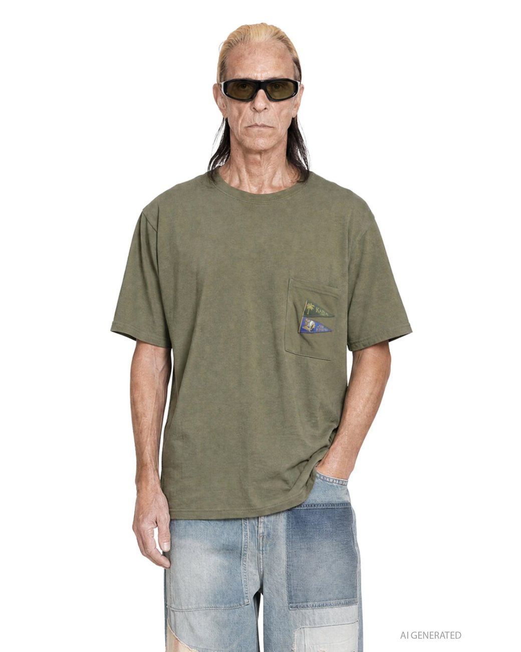Kapital Green 20/- Jersey Pennant T (3 Flags) for men