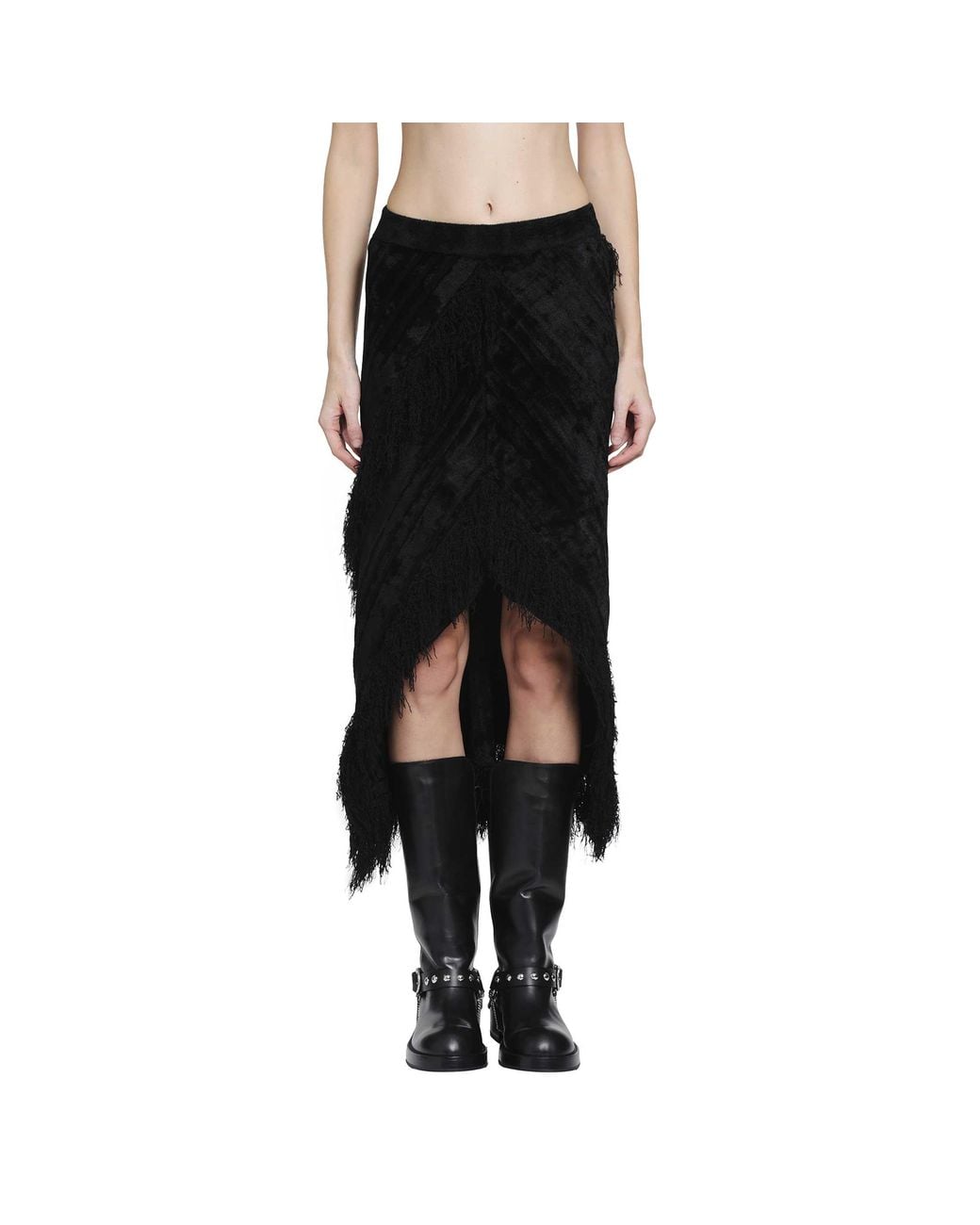 YA YI Black Giselle Fringe Skirt