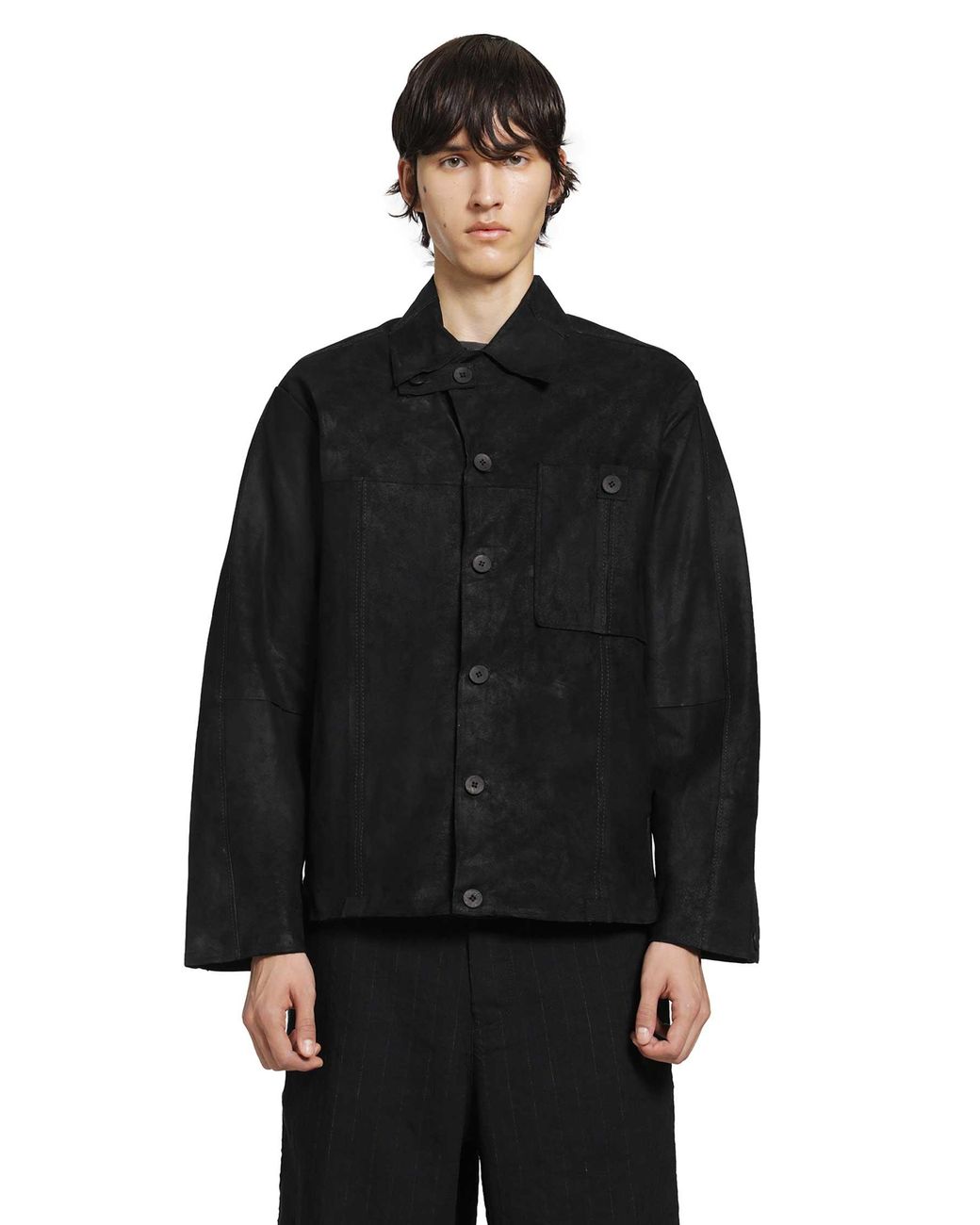 Transit Black Marbled Lambskin Jacket for men