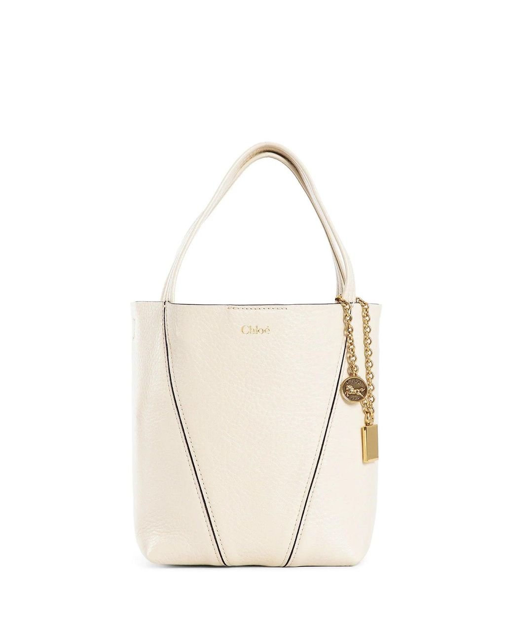 Chloé White Small Spin Tote Bag