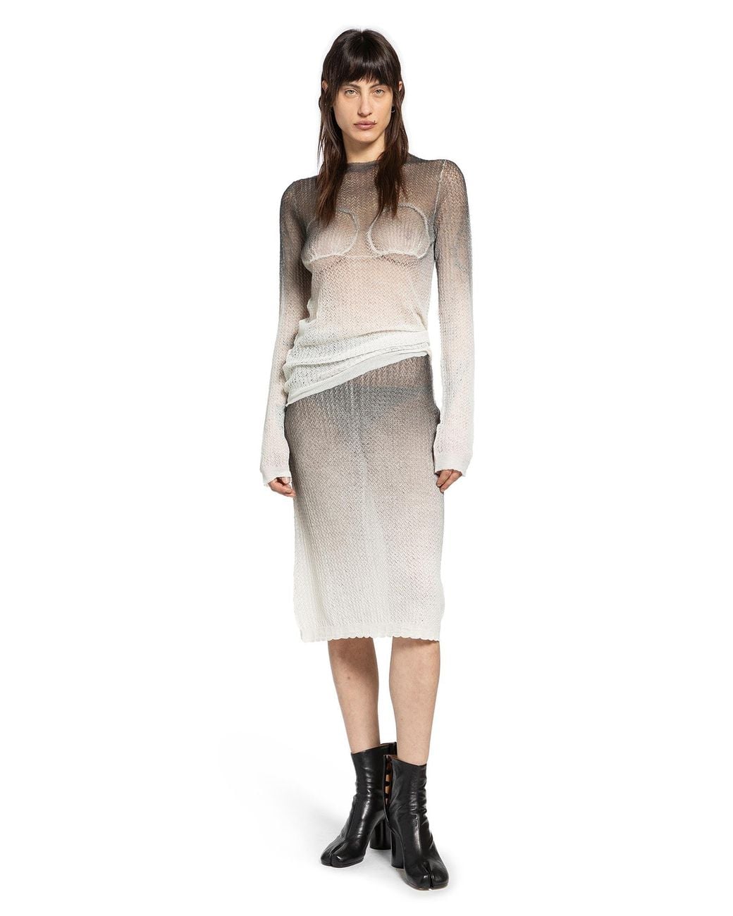 Maison Margiela Gray Sheer Knit Top