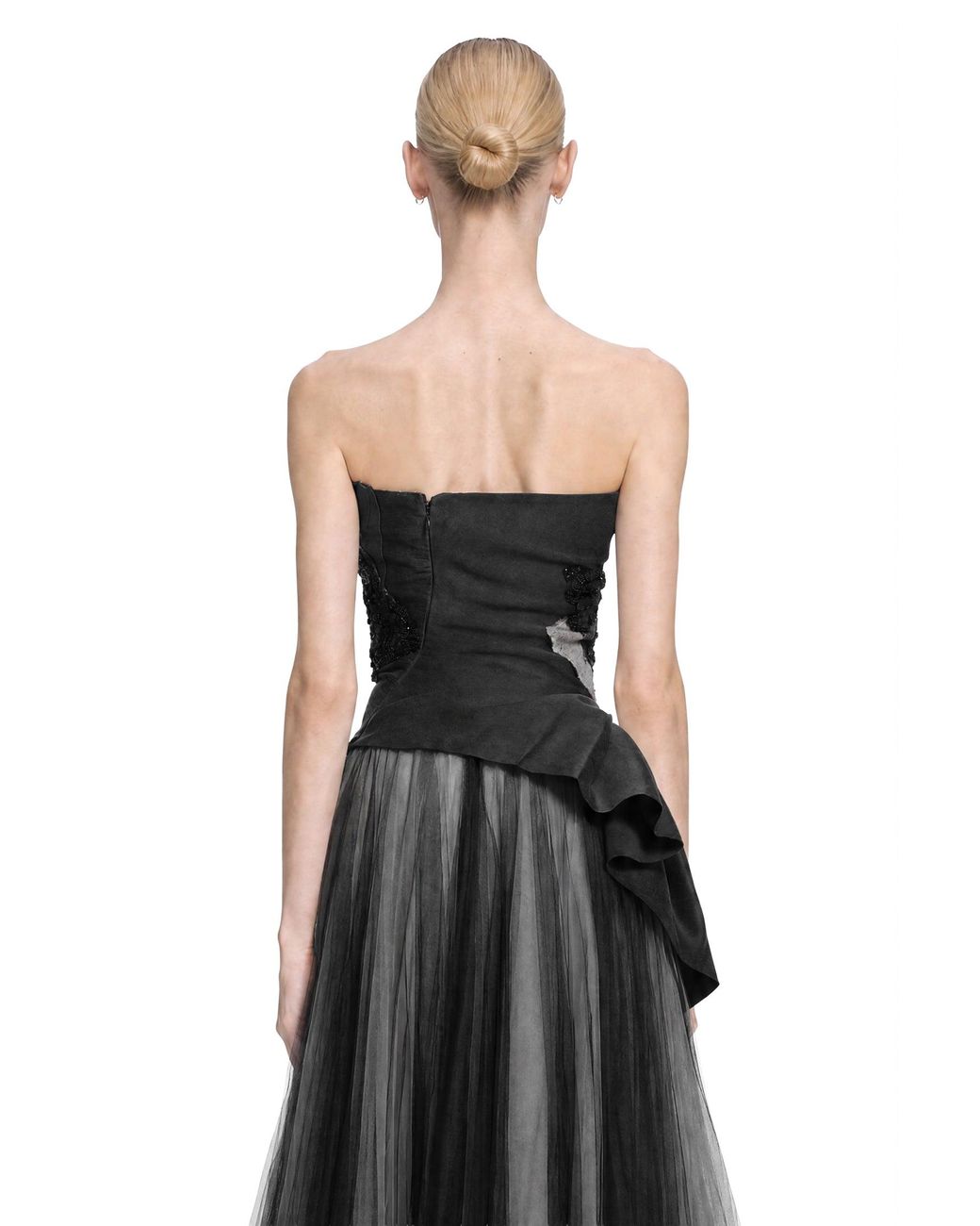 Marc Le Bihan Black Beaded Brocade Corset Top