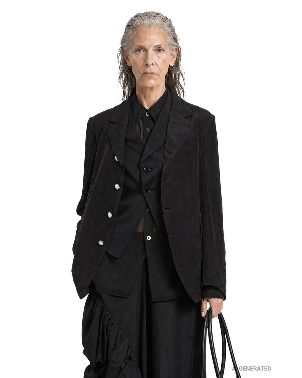 Comme des Garçons Black Layered Wool And Taffeta Blazer