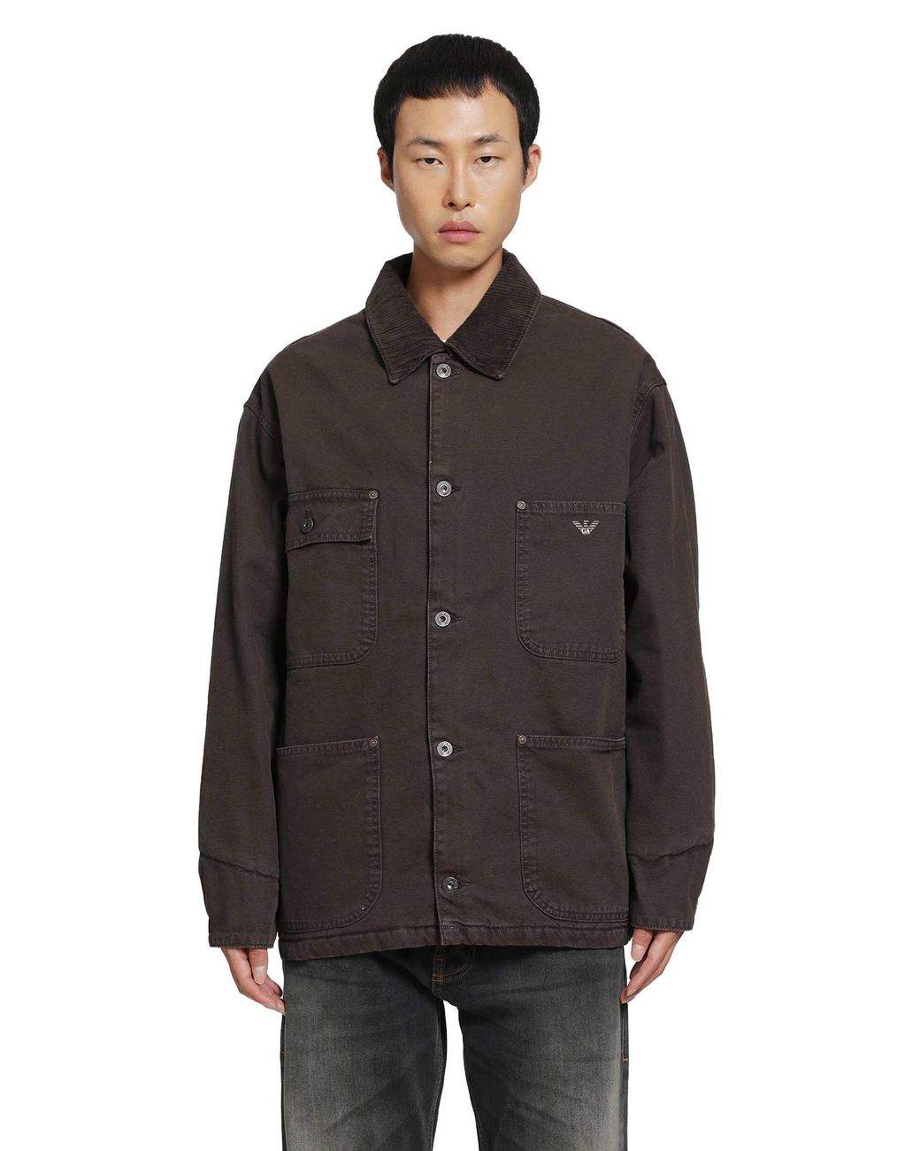 Emporio Armani Black Cotton Canvas Field Jacket for men