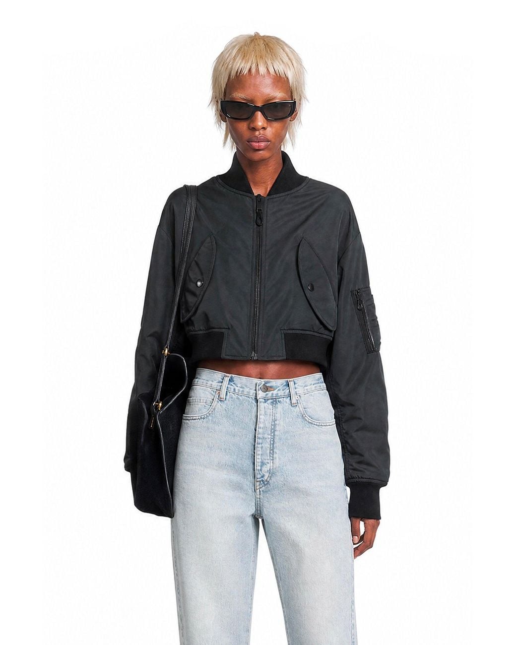 Balenciaga Black Cropped Bomber