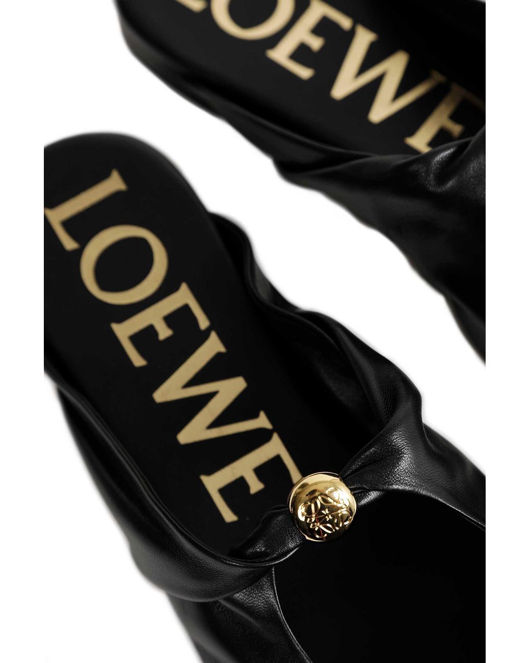 Loewe Black Leather Mules