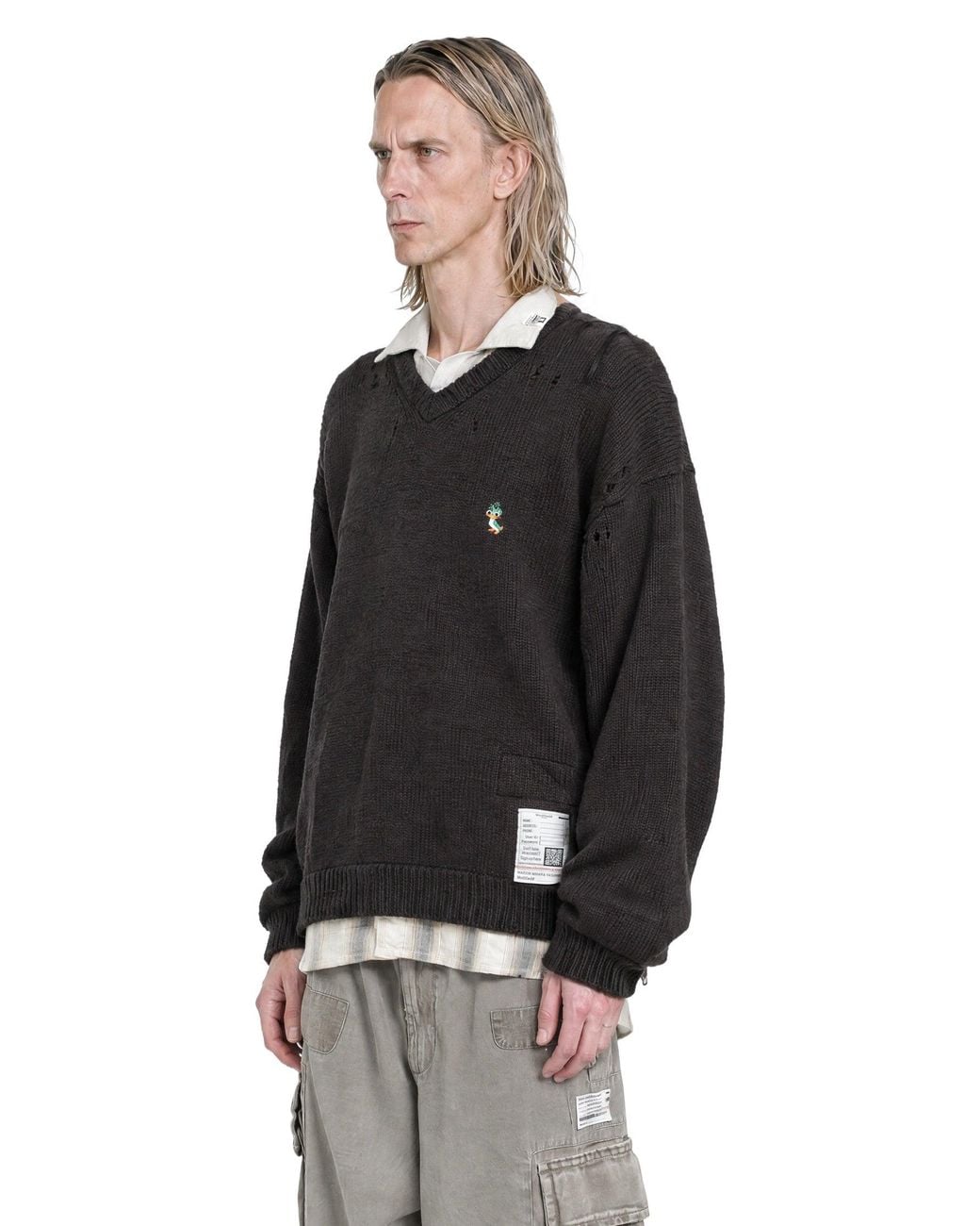 Maison Mihara Yasuhiro Black Triple Layered Collared Sweater for men