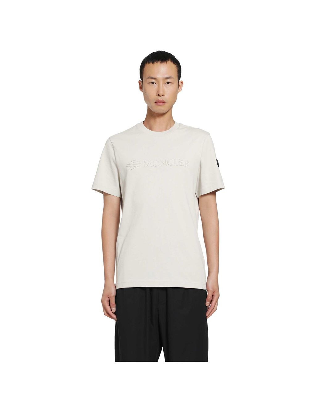 Moncler White Terry Logo Cotton T-Shirt for men