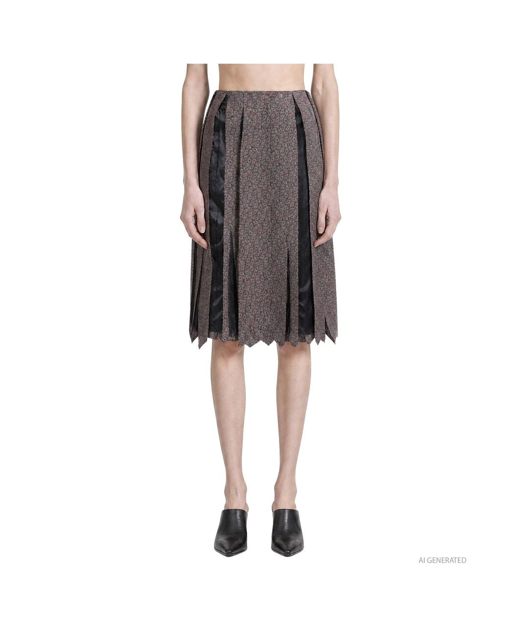 Maison Margiela Black Fusion Paisley Midi Skirt