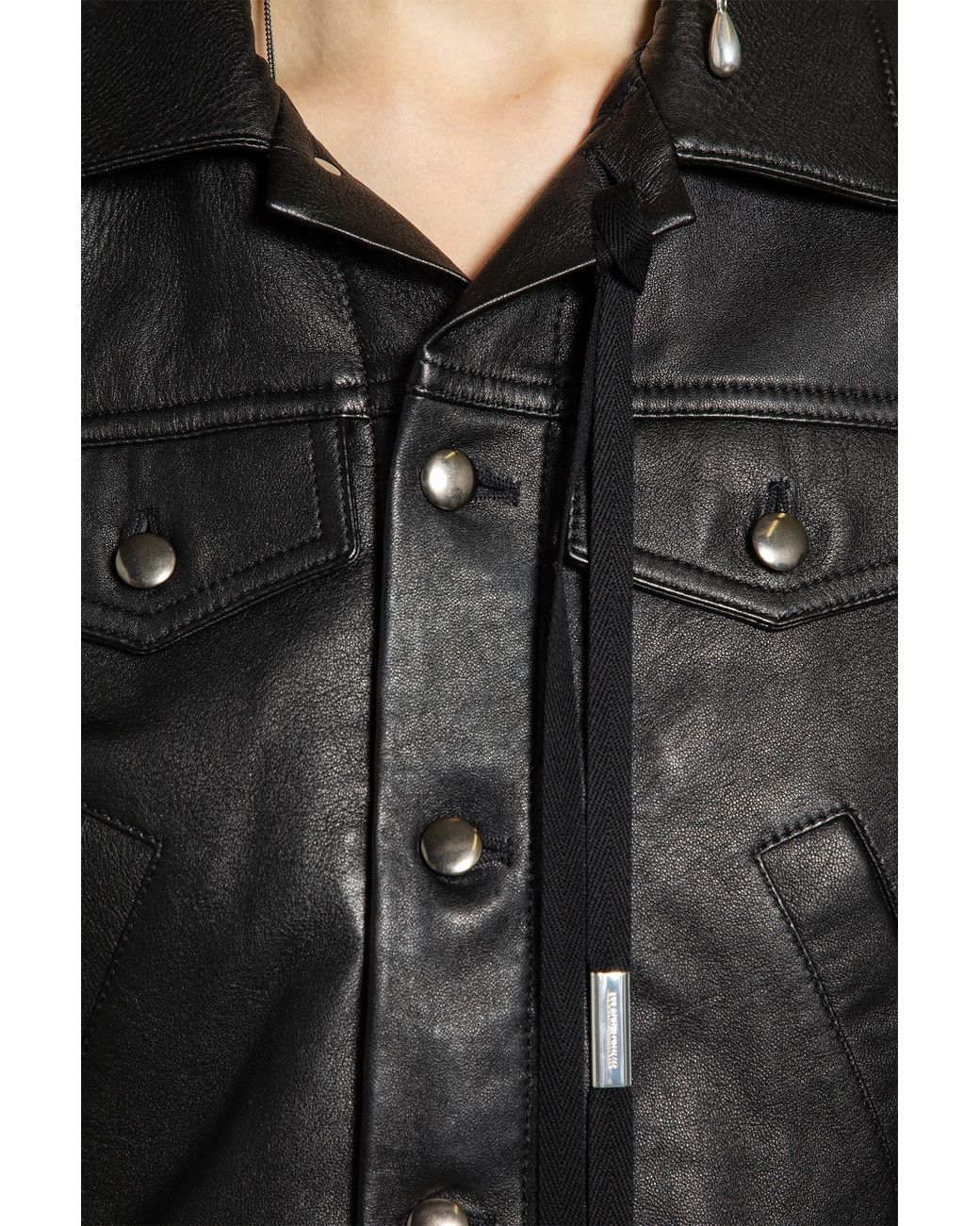 Ann Demeulemeester Black Ilmi Satin Structured Leather Jacket