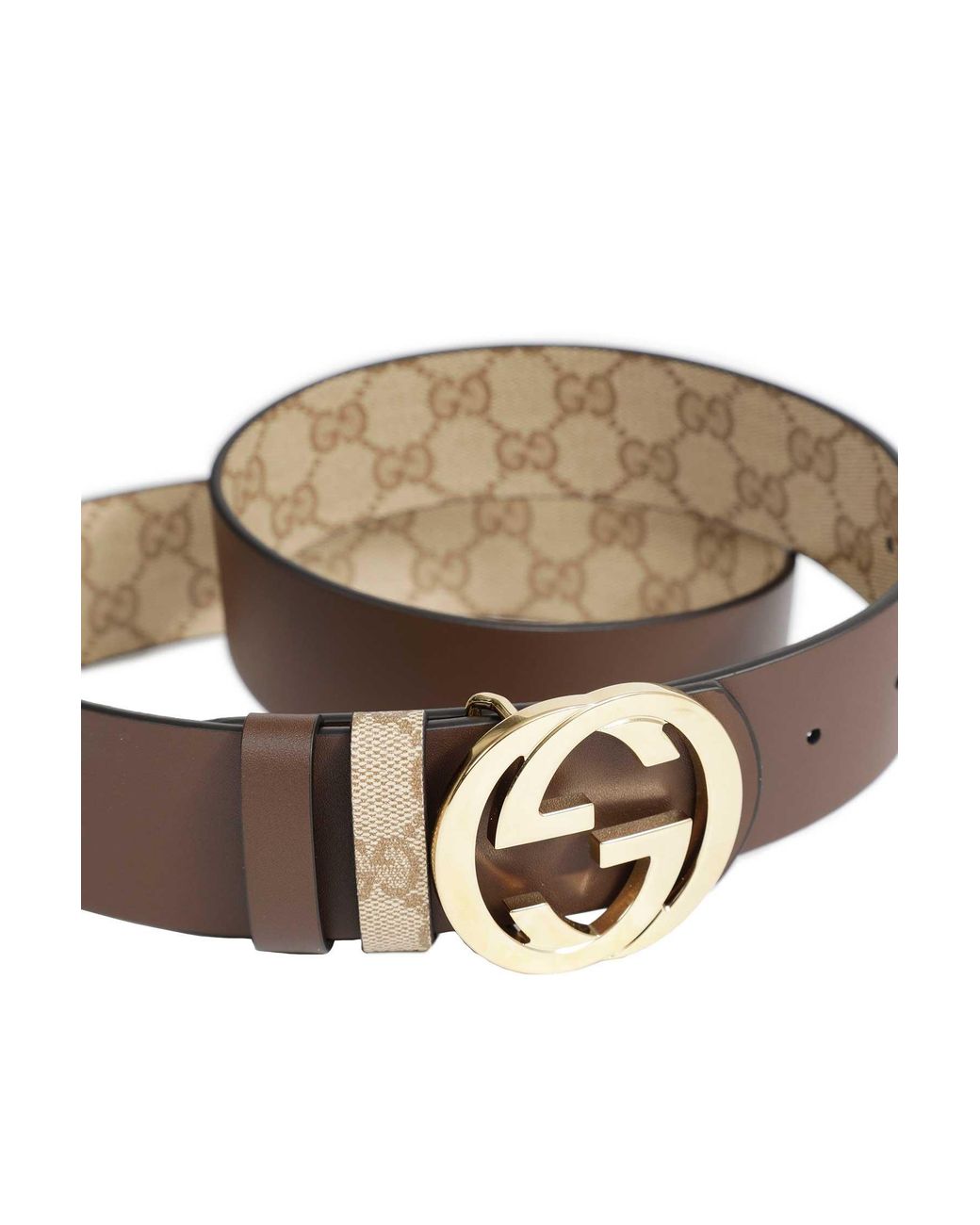 Gucci Natural Reversible Belt With Interlocking G Buckle for men