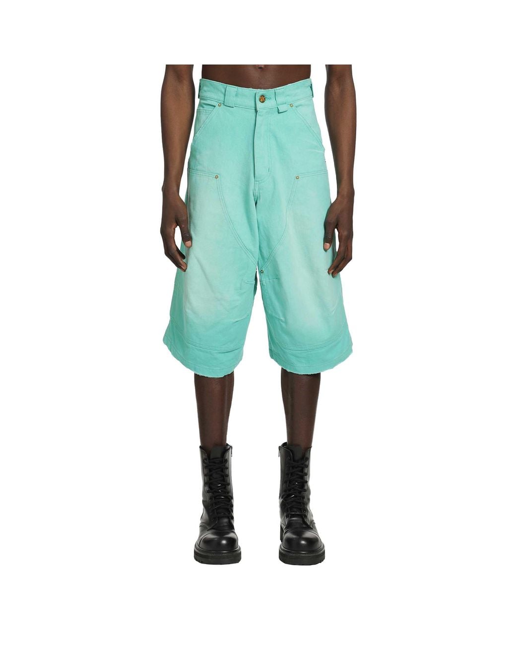 Willy Chavarria Green Stockton Double Knee Shorts for men