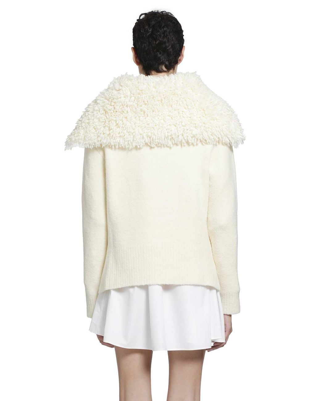 Loewe White Wool Blend Zip-Up Sweater