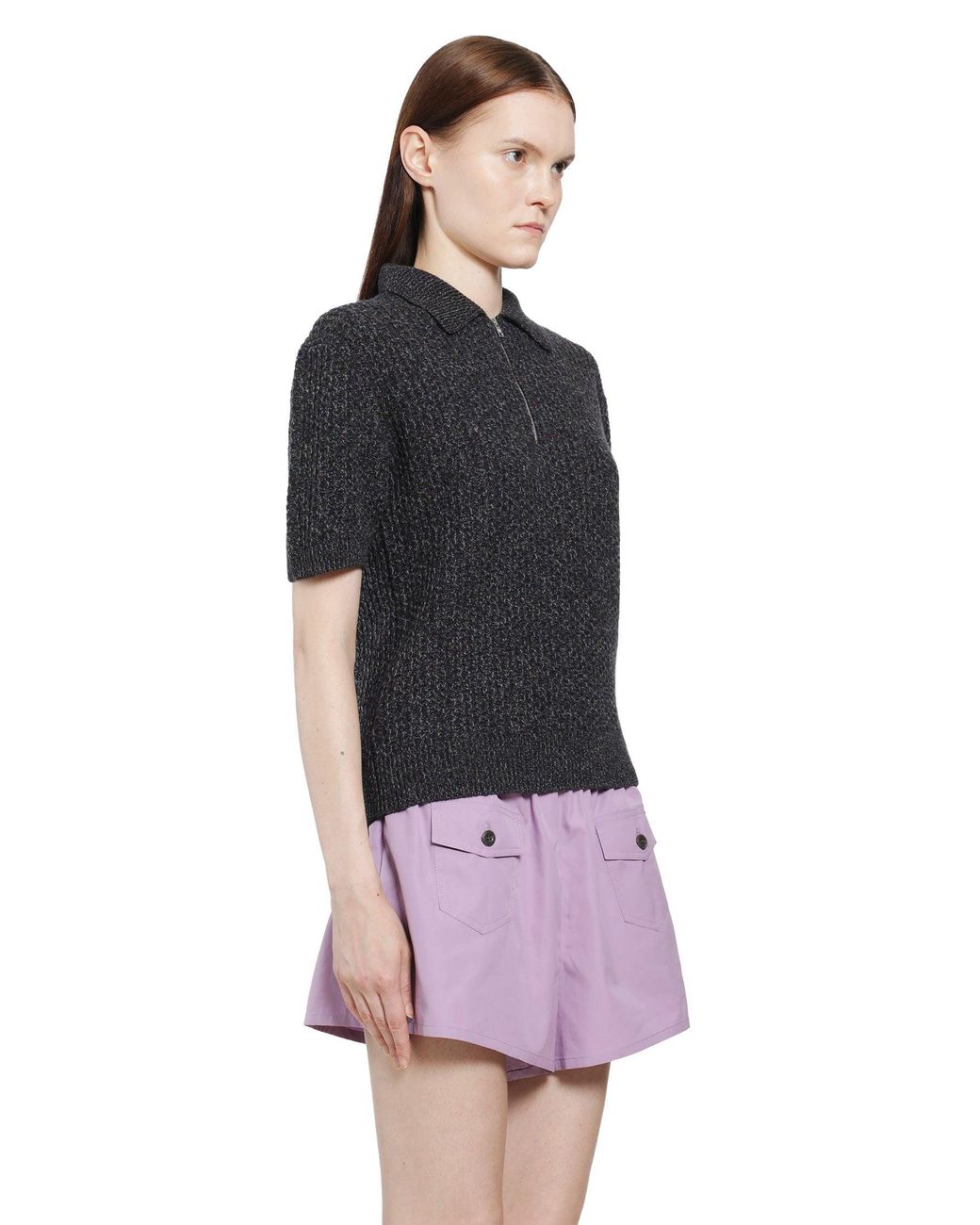 Prada Black Wool Cashmere Knit Polo