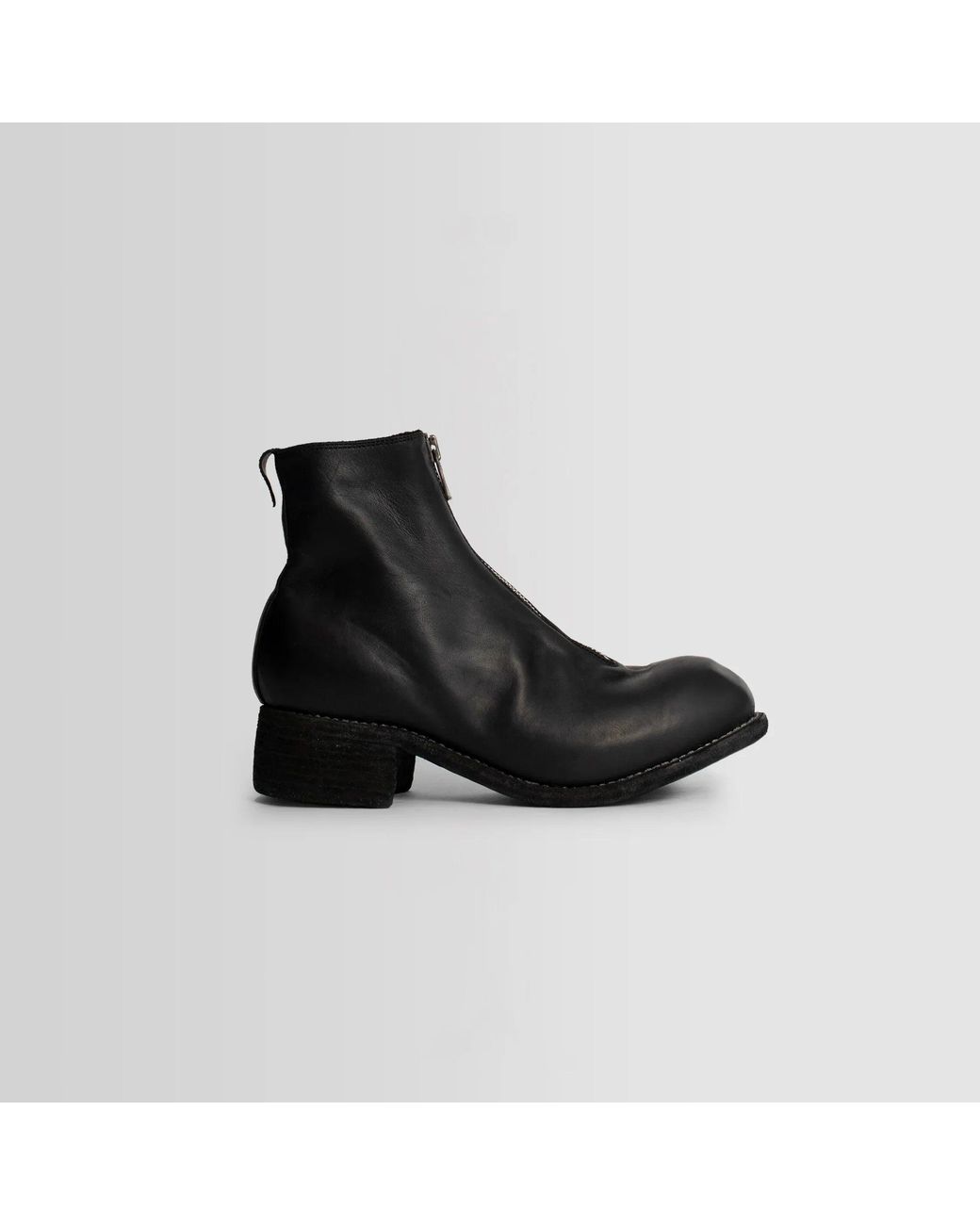 Guidi Black Front Zip Leather Ankle Boots for men