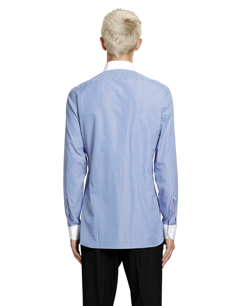 Tom Ford Blue Poplin Stripe Classic Fit Shirt for men