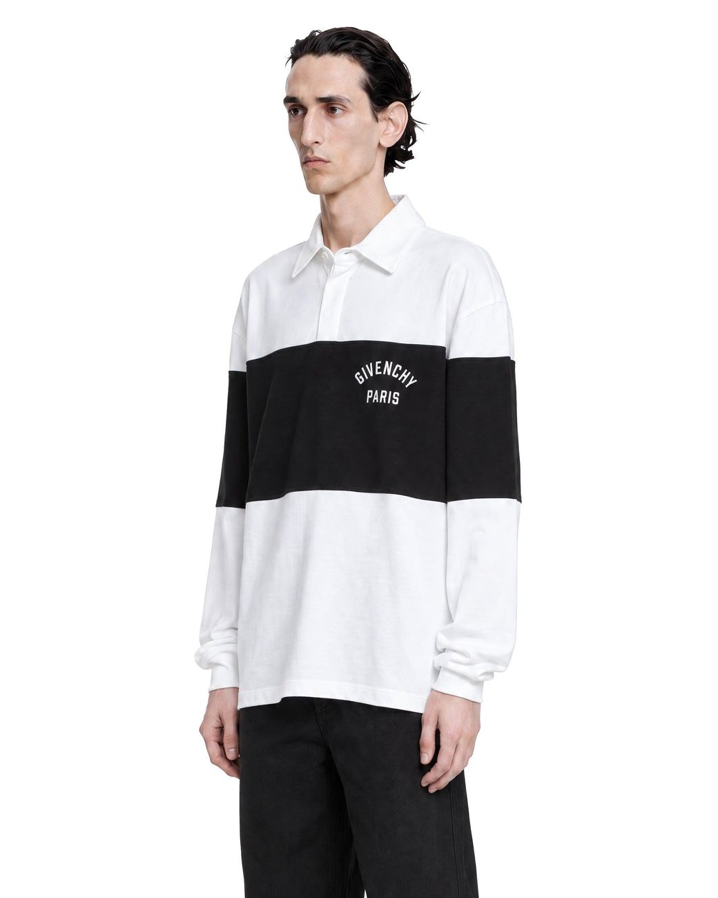 Givenchy White Paris Striped Two-Tone Polo for men