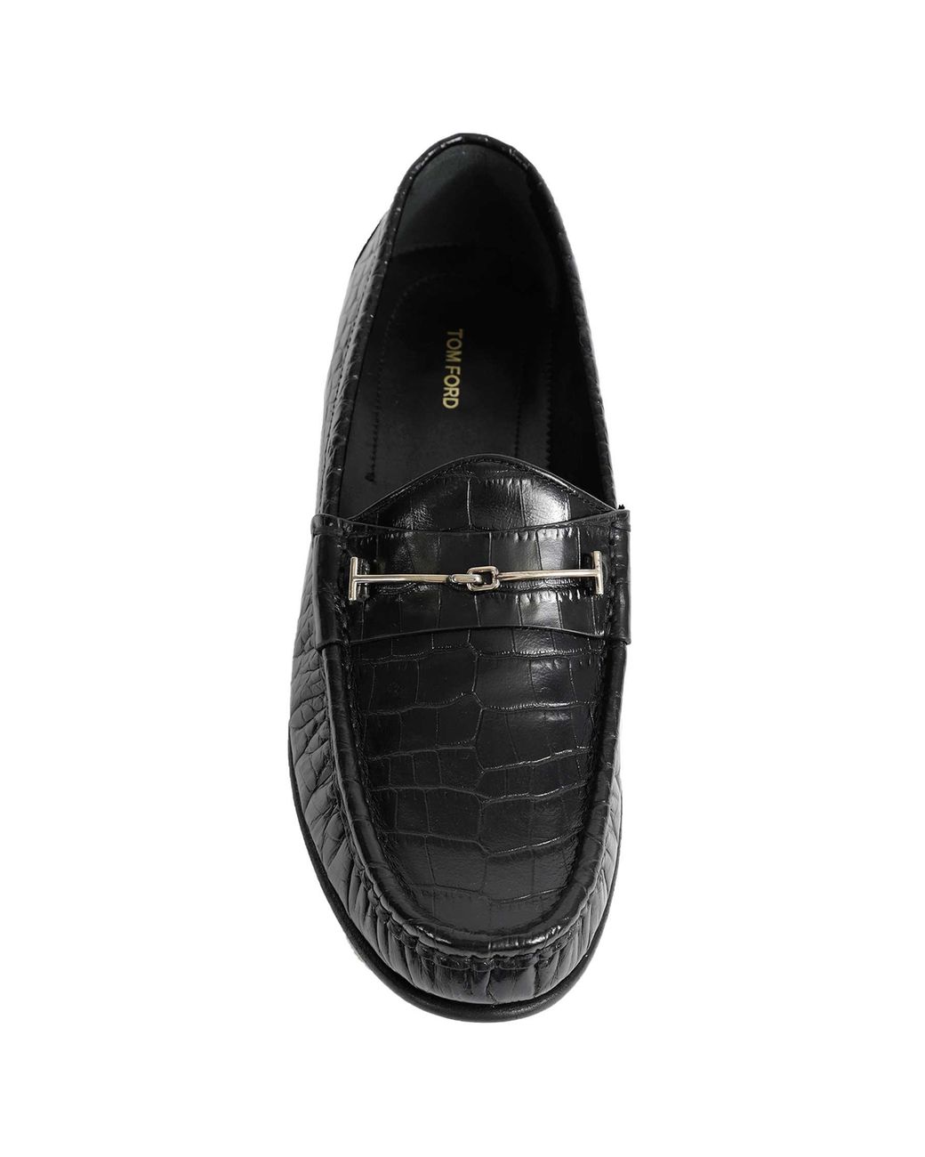 Tom Ford Black Printed Croc Oscar Loafers for men
