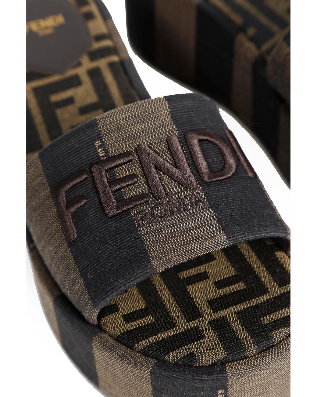 Fendi Sunshine Striped Platform Slides in Black | Lyst UK