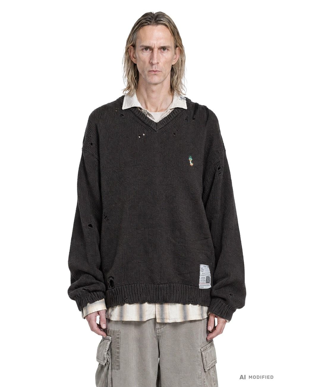 Maison Mihara Yasuhiro Black Triple Layered Collared Sweater for men
