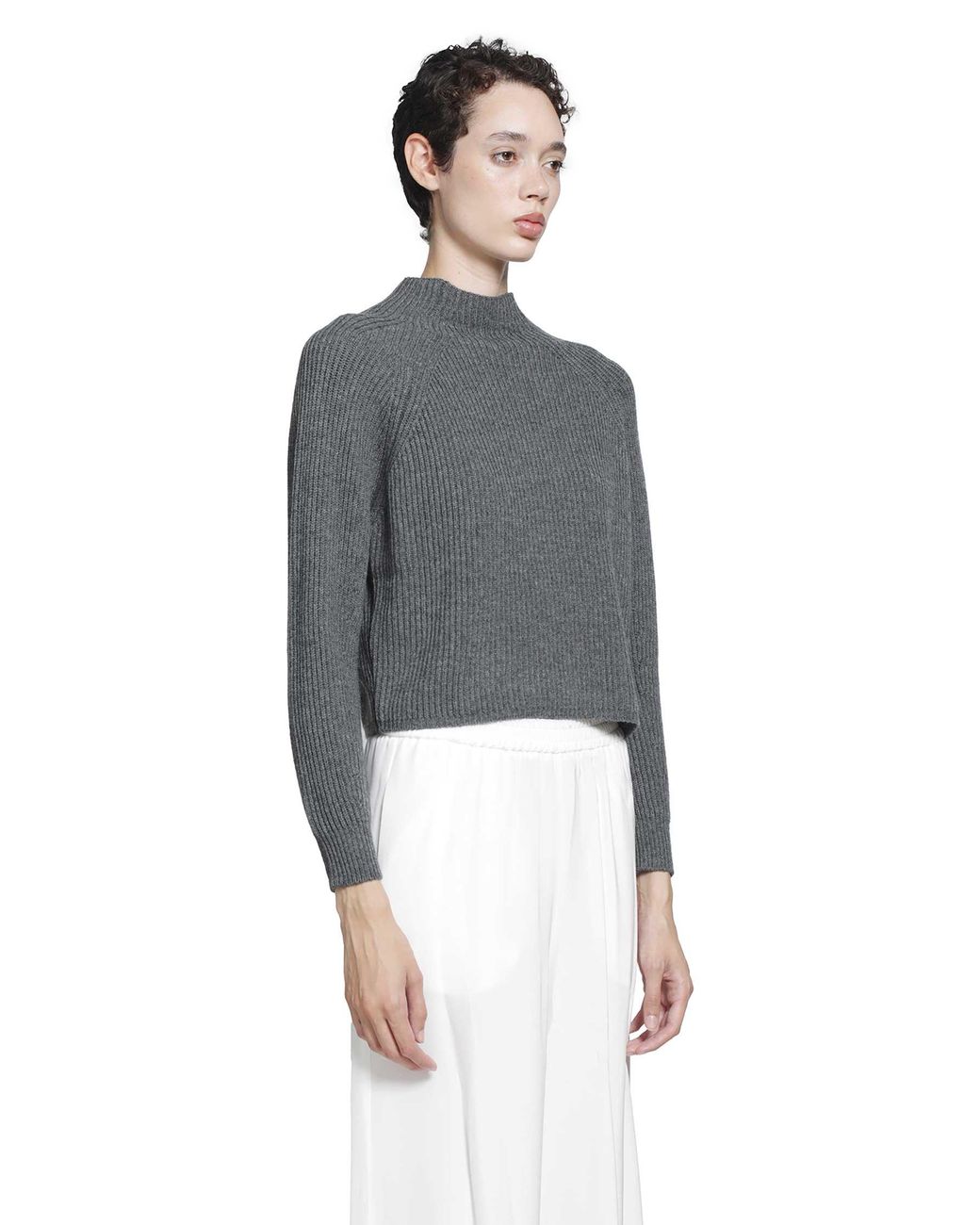 Max Mara Gray Ribbed Wool Jumper