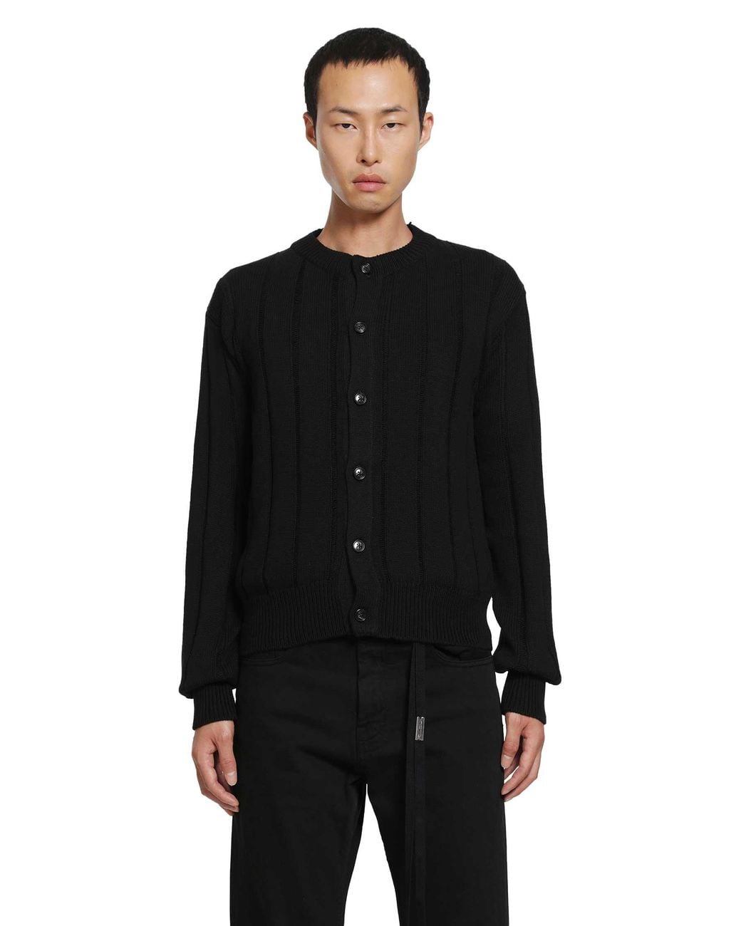 Ann Demeulemeester Black Natel Brushed Rib Cardigan for men